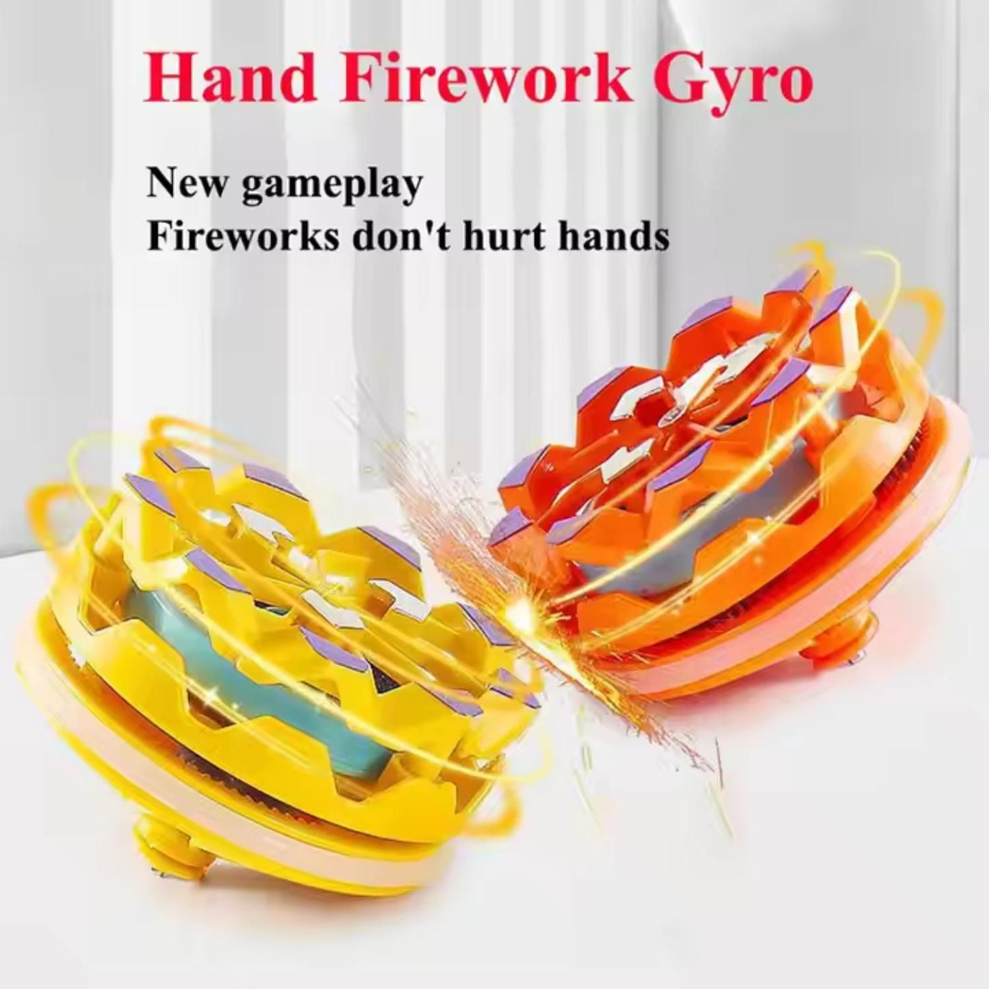 Colorful handheld gyroscope toy for kids with spinning action and safe fireworks feature