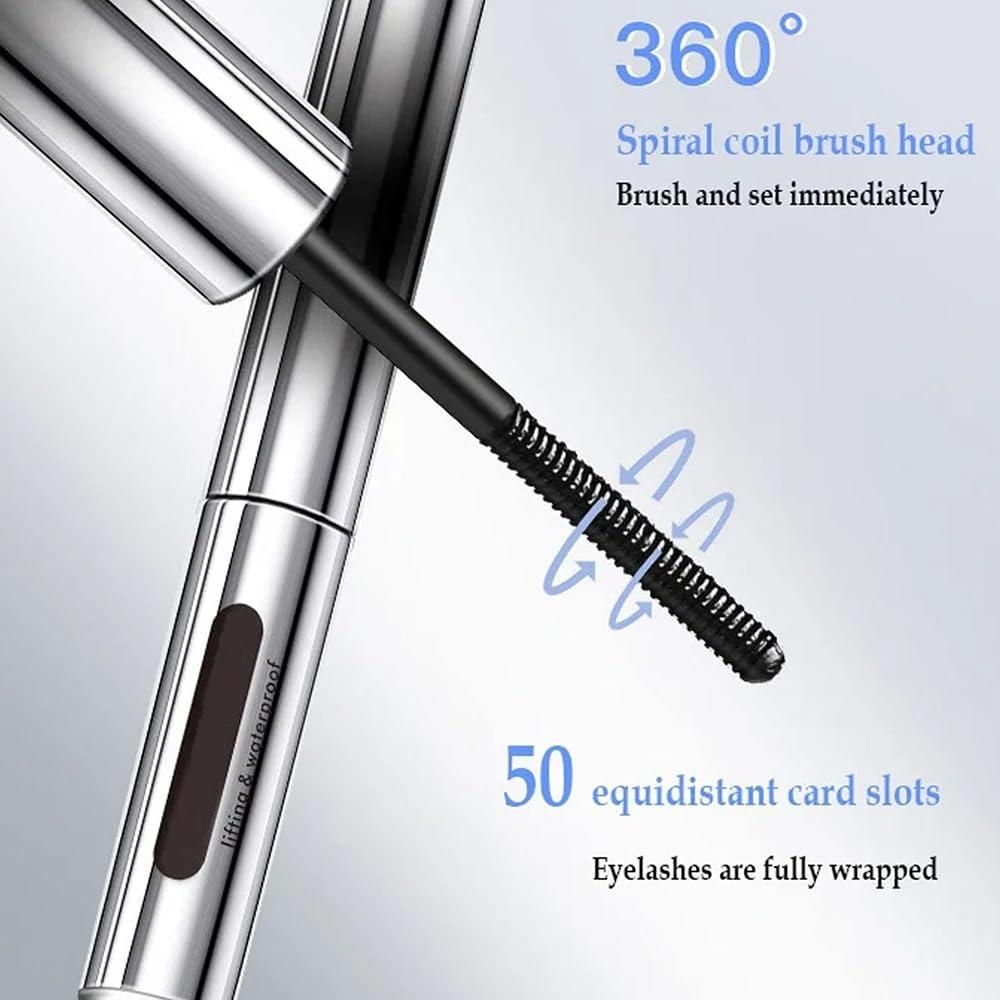 Premium iron brush mascara featuring a 360 spiral coil brush for perfect lash application