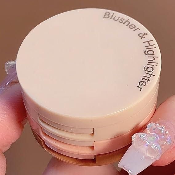 Fupei2-e5 3 in 1 face blusher compact featuring blusher and highlighter options for versatile makeup looks