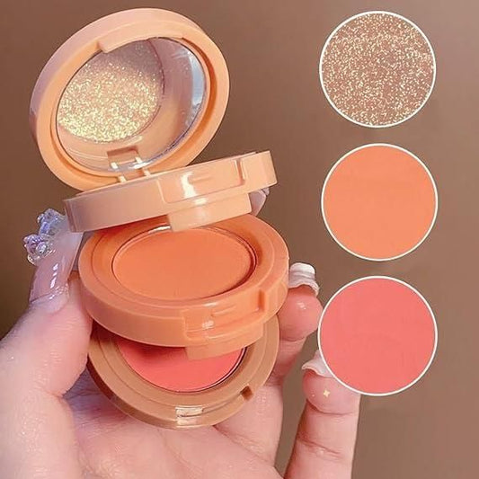 Fupei2-e5 3 in 1 face blusher compact with three shades for versatile makeup looks