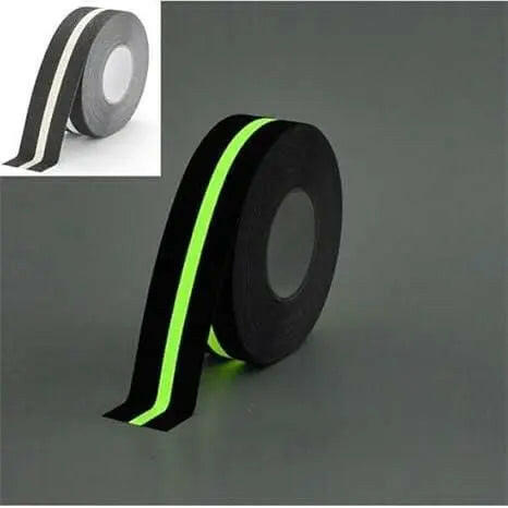 Fupei2-E5 Anti Slip Glow Tape in Black with Bright Green Glow for Safety and Visibility