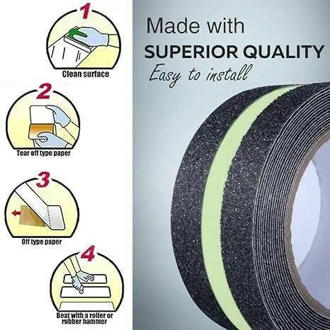 Step-by-step guide for installing anti slip glow tape on clean surfaces for safety