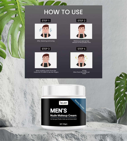 Men's Nude Makeup Cream by fupei2-e5, a premium men's makeup product with usage steps displayed