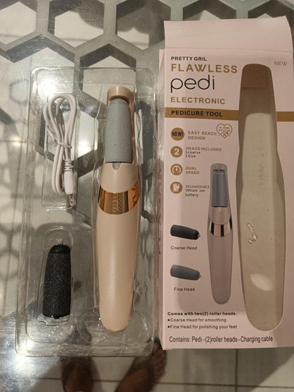Flawless Pedi Electronic Cordless Pedicure Tool with dual speed and easy reach design