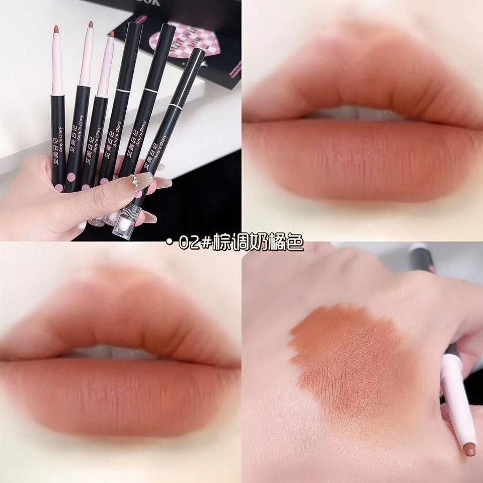 Fupei2-e5 double ended matte lipstick in various shades, showcasing swatches and lip application