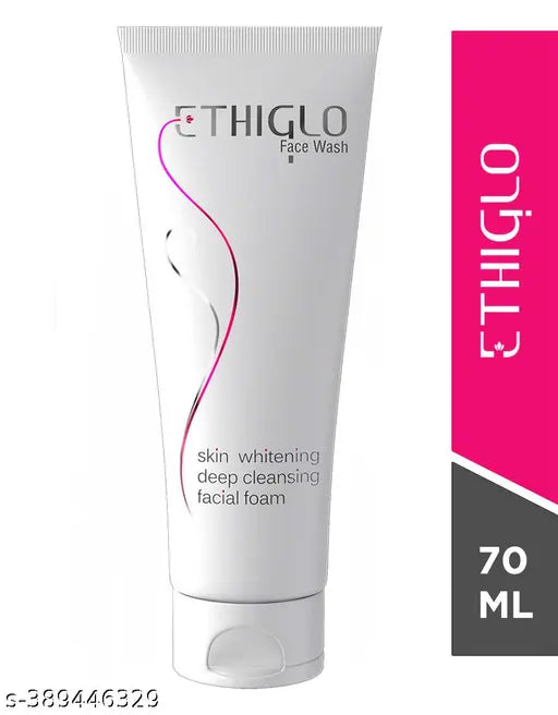 Ethi-Glo face wash tube for skin whitening, deep cleansing facial foam, 70 mL packaging
