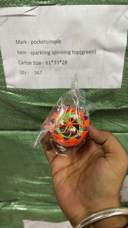 Colorful handheld gyroscope toy for kids in transparent packaging with a vibrant spinning design