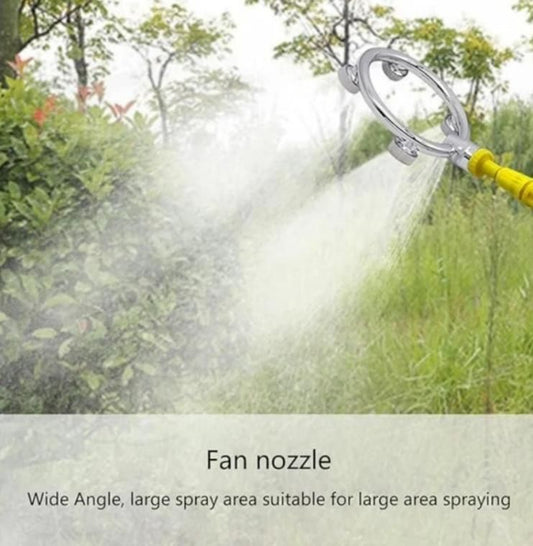 High pressure water nozzle with wide angle for efficient large area spraying in gardens