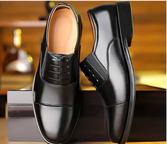 Elegant black luxury men's formal shoes with sleek design and comfortable fit
