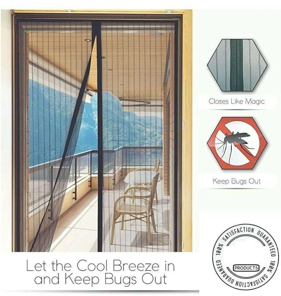 Luxury mesh door curtains that keep bugs out while letting the cool breeze in on a balcony