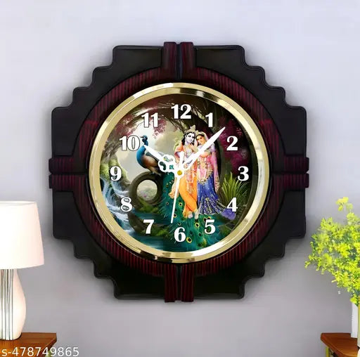 Elegant luxury wall clock featuring a colorful design with peacock and figures, perfect for home decor