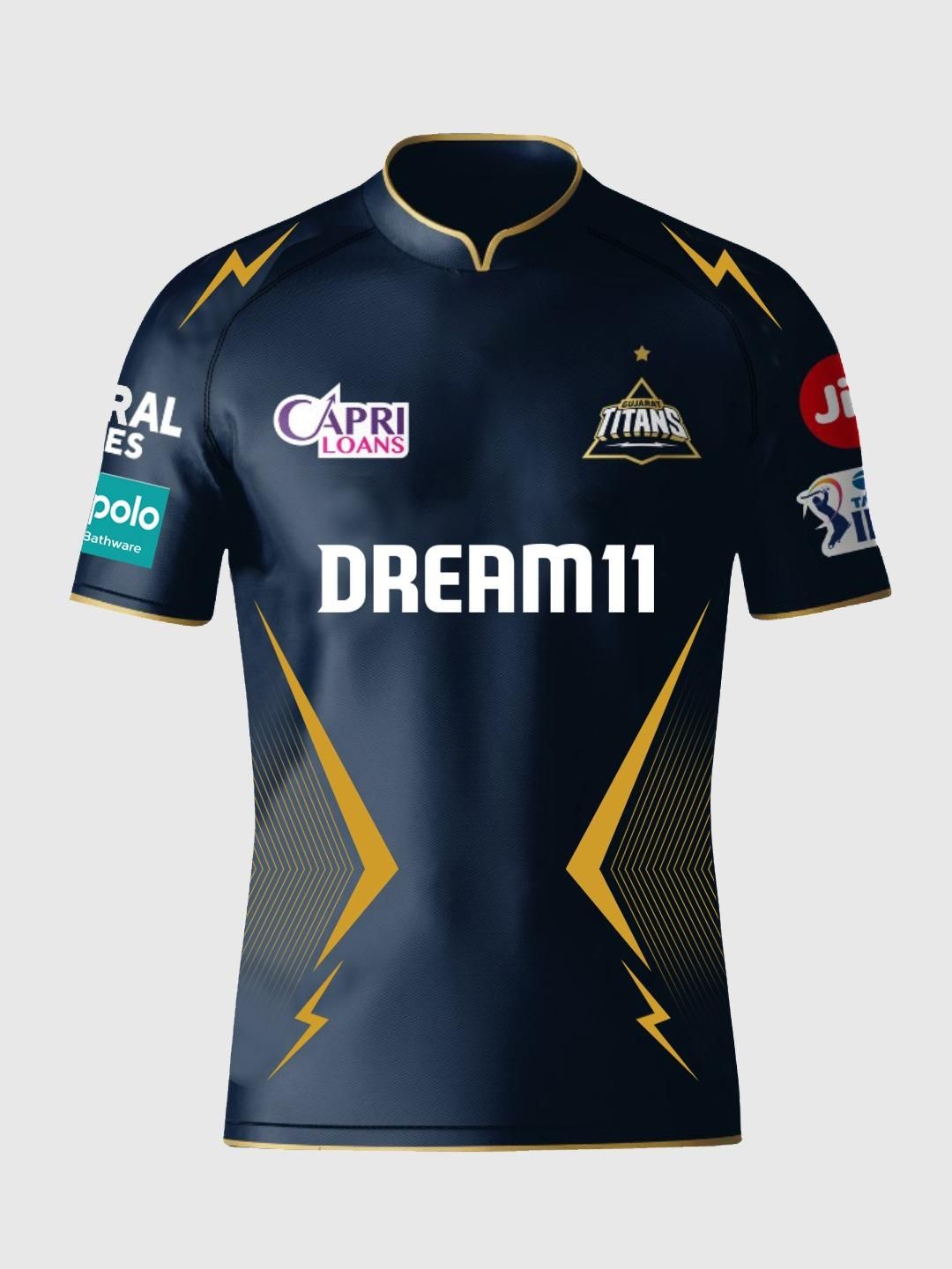 Men's graphic print t-shirt featuring a sleek black design with lightning details and sponsor logos