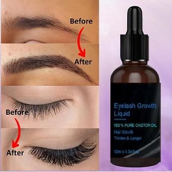 Before and after results using premium eyelash growth serum for fuller, longer eyelashes