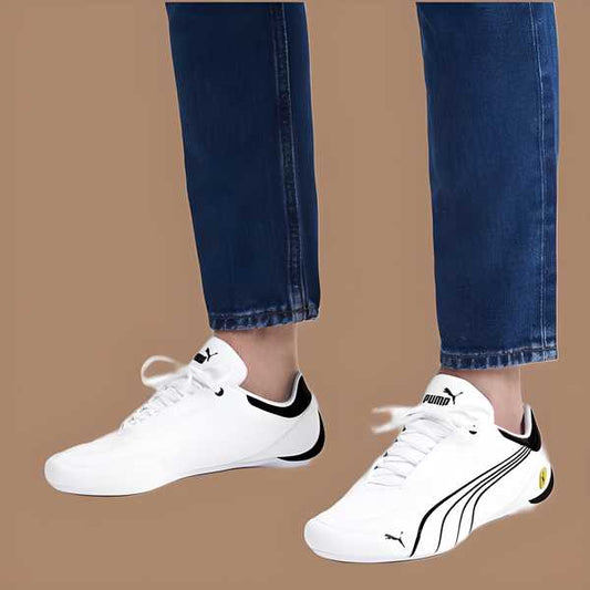 Stylish white luxury driving shoes men with black accents for premium comfort and elegance