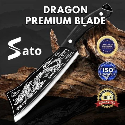 Dragon chopping knife with premium blade design featuring intricate dragon engraving