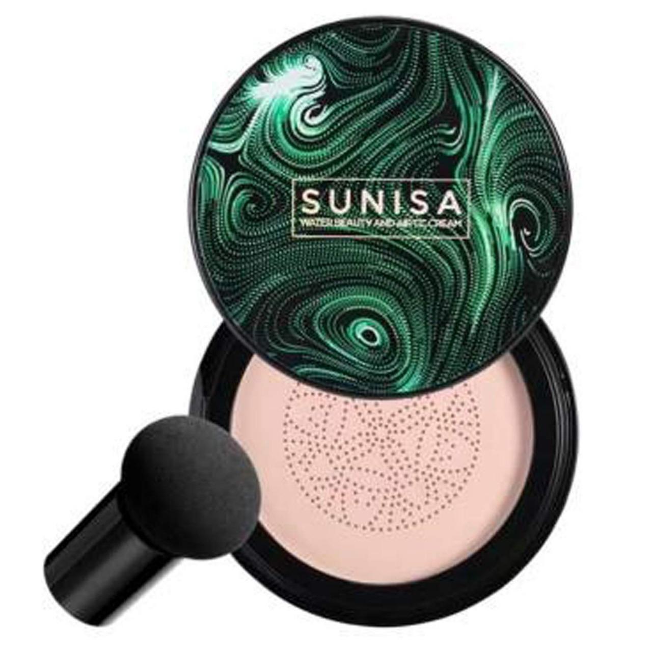 Sunisa waterproof CC cream in stylish packaging with included applicator for a flawless finish