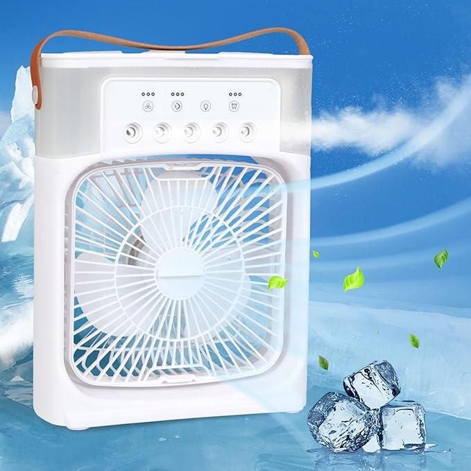 Portable USB electric fan with adjustable speed settings and a sleek design for personal cooling