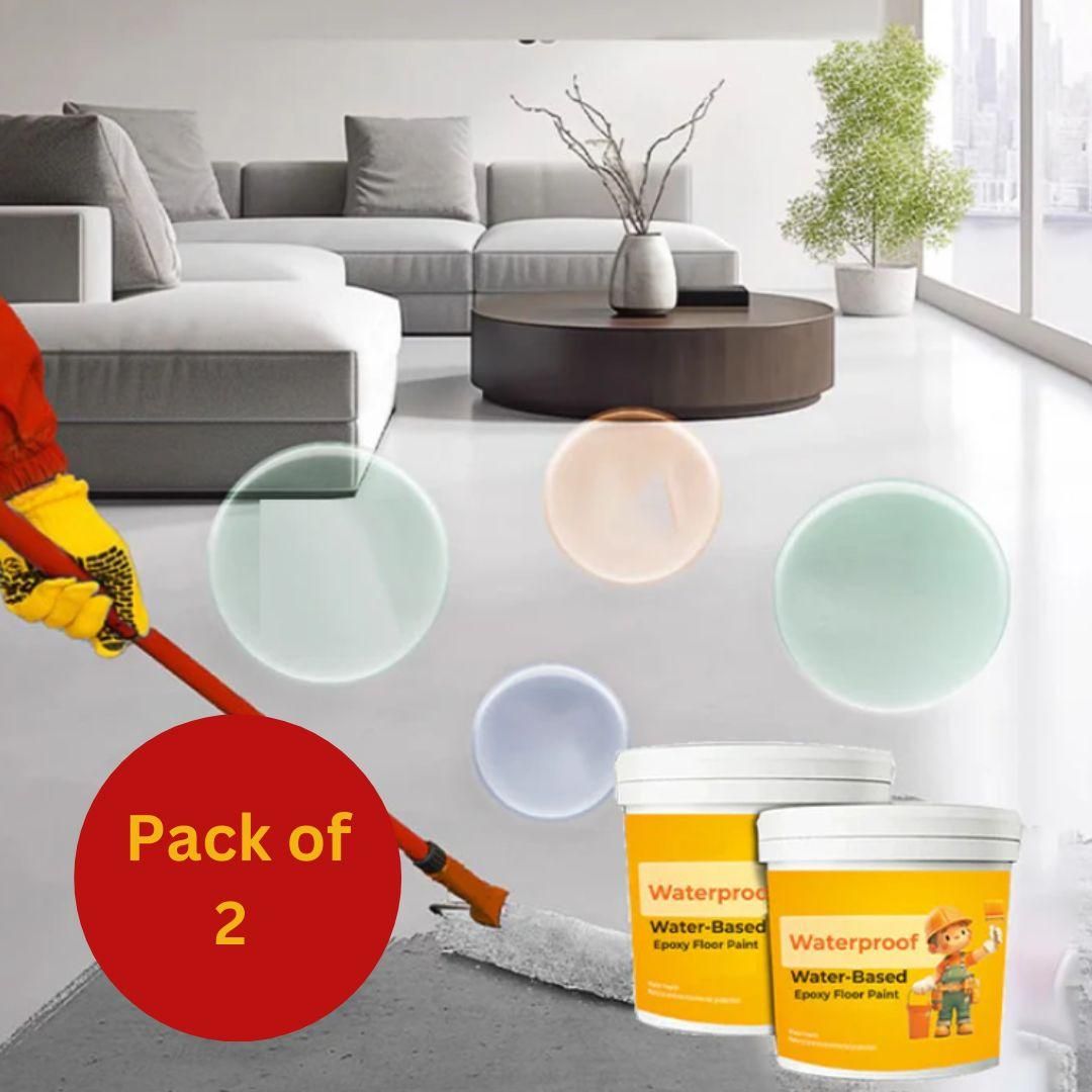 Pack of 2 waterproof epoxy floor paint in yellow and white for durable flooring solutions